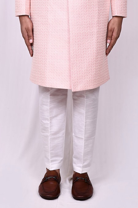 Buy_Arihant Rai Sinha_Pink Silk Embroidery Bloom Jaal Thread Work Sherwani With Pant Pyjama _Online_at_Aza_Fashions