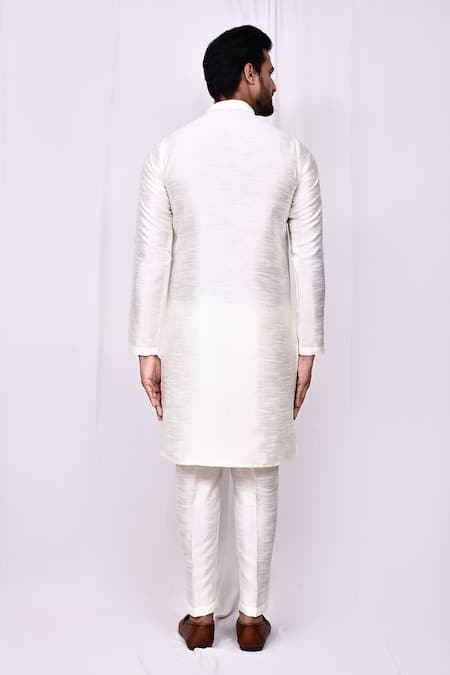 Arihant Rai Sinha Blossom Embroidered Band Collar Kurta With Pant Pyjama 