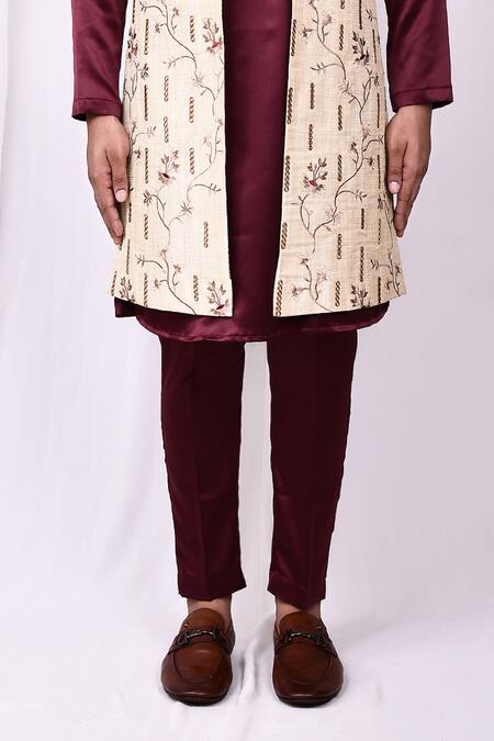 Buy Arihant Rai Sinha Cream Silk Embroidery, Mirrors Thread Long Jacket Online at Aza Fashions Buy_Arihant Rai Sinha_Cream Silk Embroidery, Mirrors Thread Long Jacket _Online_at_Aza_Fashions