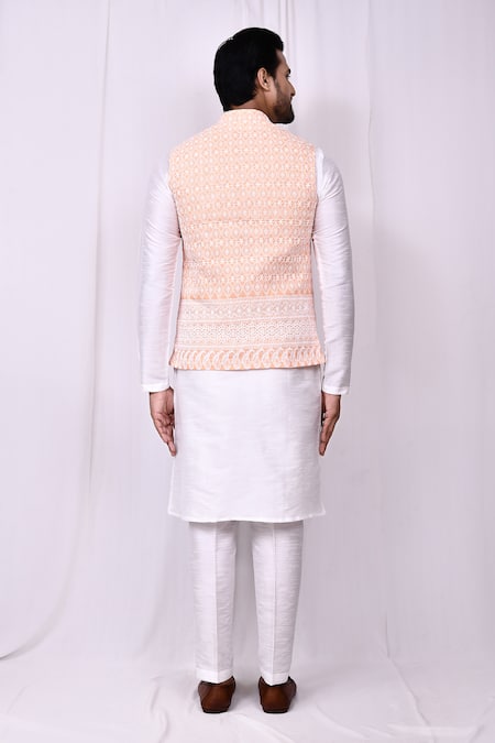 Arihant Rai Sinha Geometric Embroidered Bundi Kurta Set 