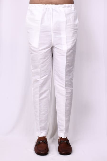 Arihant Rai Sinha_Orange Cotton, Silk Embroidery Geometric Bundi Kurta Set _Online_at_Aza_Fashions