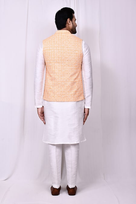 Arihant Rai Sinha Geometric Jaal Embroidered Bundi Kurta Set 