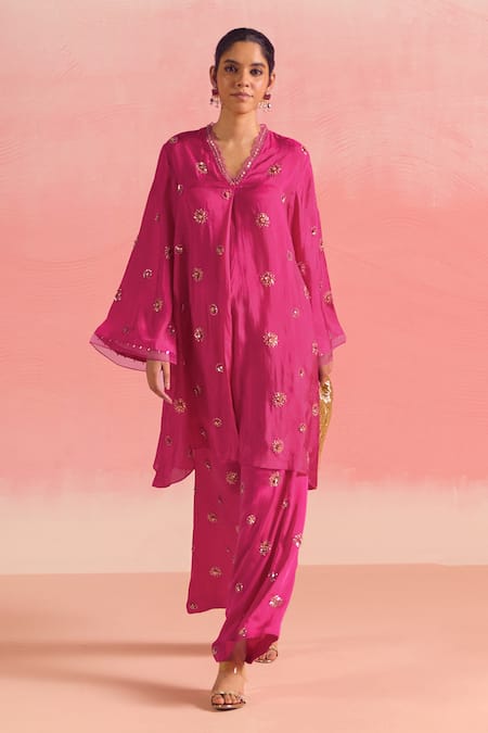 One Not Two Buti Embroidered V-Neck Kurta & Pant Set 