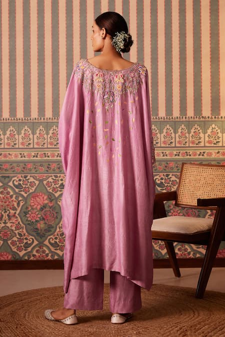 Pankti Chheda 3D Butterfly Garden Applique Embroidered Kaftan With Pant 