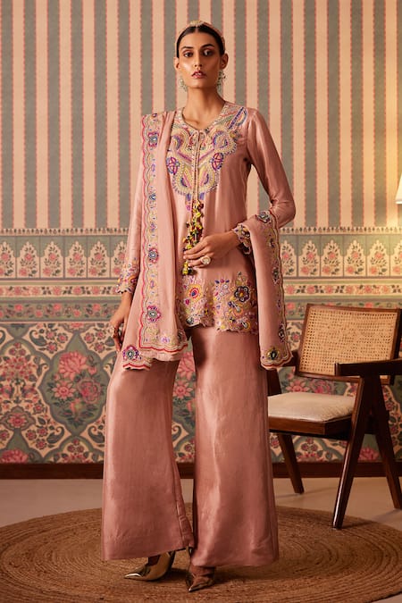 Pankti Chheda Bahara Embroidered Kurti Palazzo Set 