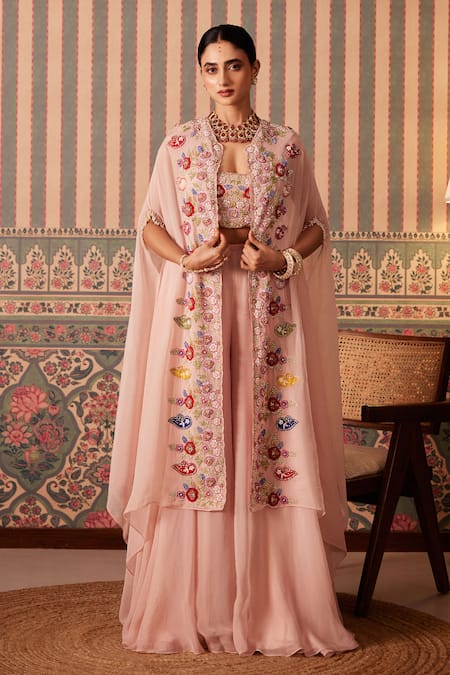 Pankti Chheda Florence Embroidered Cape & Sharara Set 