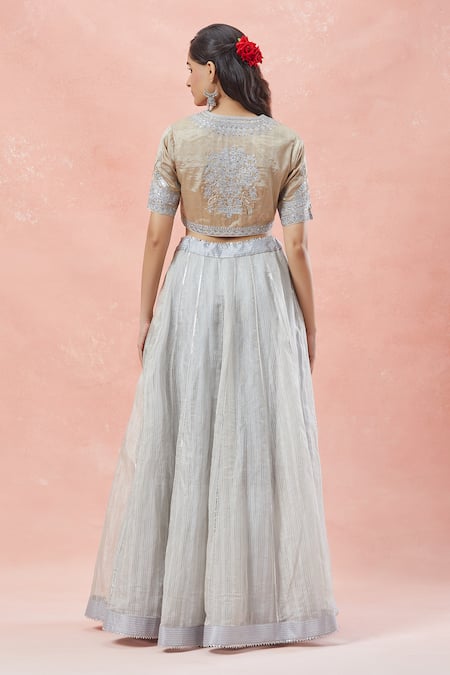 Rar Studio Striped Woven Lehenga Set 