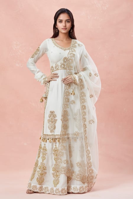 Rar Studio Bahara Dori Embroidered Kurta Sharara Set 