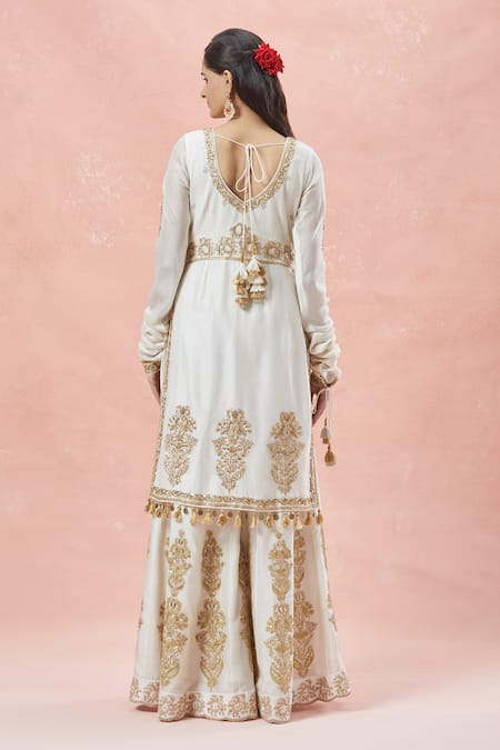 Rar Studio Bahara Dori Embroidered Kurta Sharara Set 