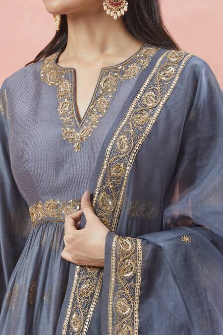 Buy Rar Studio Grey Chanderi, Silk, Cotton Paan Patta Dori Peplum Kurti And Lehenga Set Online at Aza Fashions Buy_Rar Studio_Grey Chanderi, Silk, Cotton Paan Patta Dori Peplum Kurti And Lehenga Set _Online_at_Aza_Fashions
