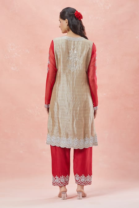 Rar Studio Petal Bloom Vine Aari Embroidered Kurta Pant Set 