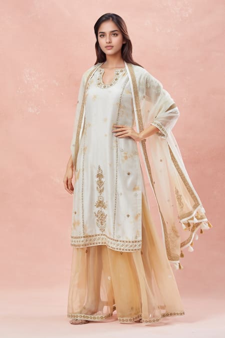 Rar Studio Fiore Embroidered Tie Dye Kurta & Sharara Set 