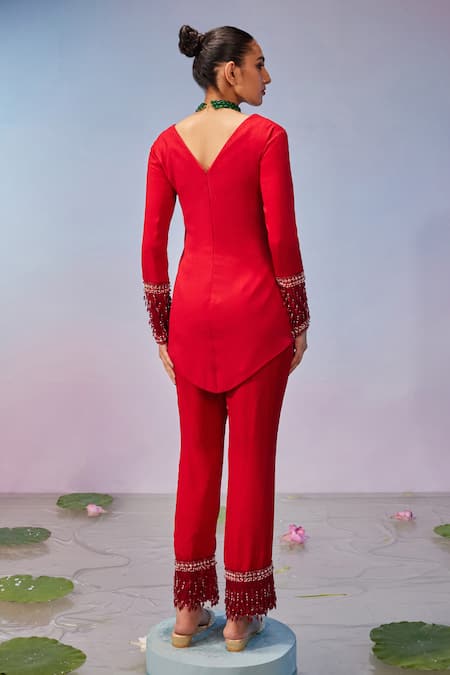 Mukta Sabharwal Beaded Tassel Hand Embroidered Kurta With Pant 