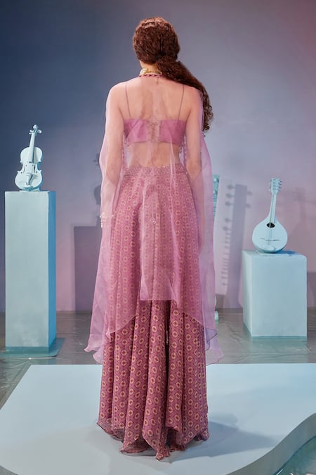 Mukta Sabharwal Sheer Hand Embroidered Cape & Sharara Set 