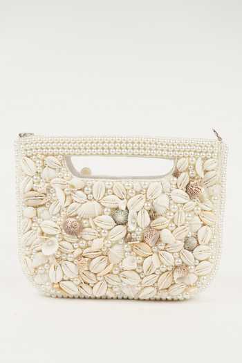 Buy_Bijoux By Priya Chandna_White Pearls Seaside Embellished Clutch Bag _Online_at_Aza_Fashions