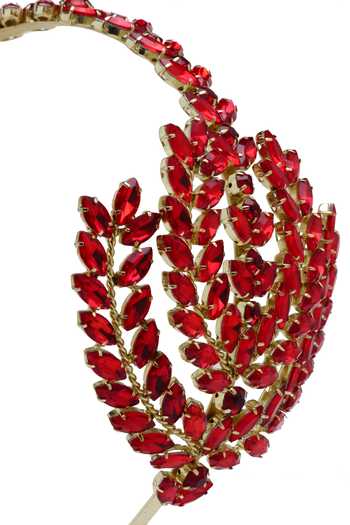Shop_Bijoux By Priya Chandna_Red Crystals Embellished Hairband _Online_at_Aza_Fashions