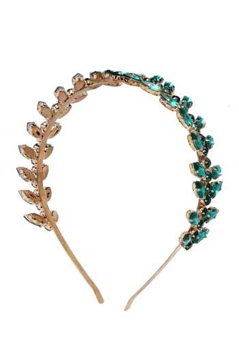 Bijoux By Priya Chandna Emerald Green Crystals Leaf Shaped Hairband Online at Aza Fashions Bijoux By Priya Chandna_Emerald Green Crystals Leaf Shaped Hairband _Online_at_Aza_Fashions