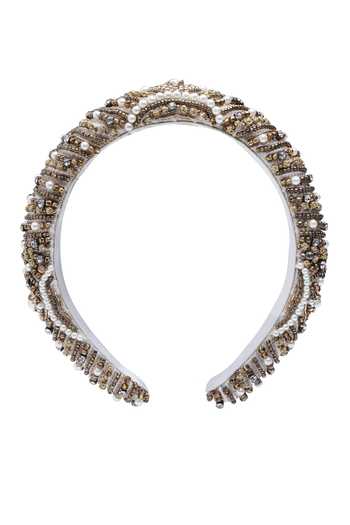 Bijoux By Priya Chandna_Brown Pearls, Beads Embellished Hairband _Online_at_Aza_Fashions