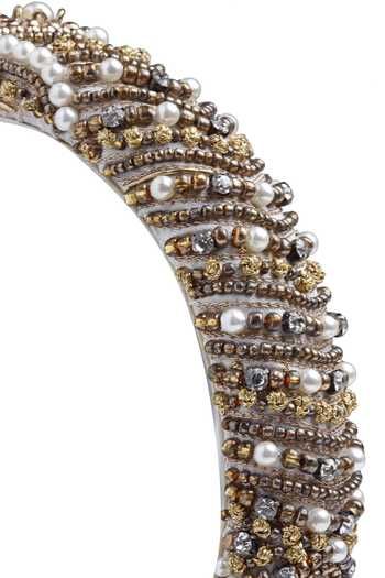 Buy_Bijoux By Priya Chandna_Brown Pearls, Beads Embellished Hairband _Online_at_Aza_Fashions
