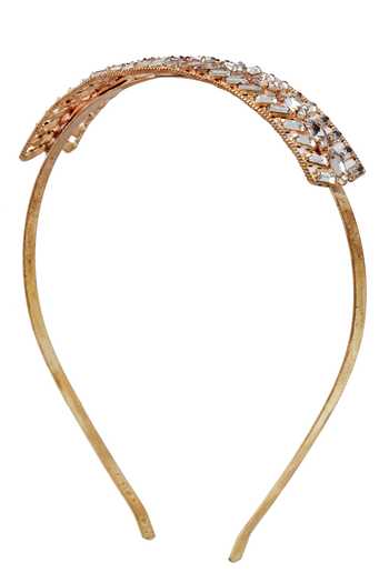 Bijoux By Priya Chandna_Rose Gold Crystals Radiant Embellished Hairband _Online_at_Aza_Fashions