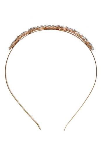 Shop_Bijoux By Priya Chandna_Rose Gold Crystals Radiant Embellished Hairband _Online_at_Aza_Fashions