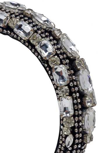 Buy_Bijoux By Priya Chandna_Black Crystals, Rhinestones Embellished Velvet Headband _Online_at_Aza_Fashions