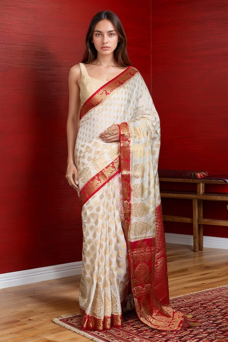 Samyukta Singhania Floral & Zari Woven Pattern Saree With Running Blouse 