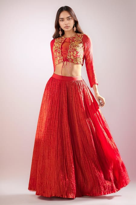 PAC FASHION CLOTHING Tissue Crush Lehenga Set 