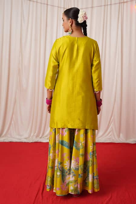 Chrkha Embroidered Kurta Sharara Set 