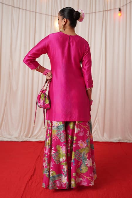 Chrkha Pearl Embroidered Kurta Pant Set 