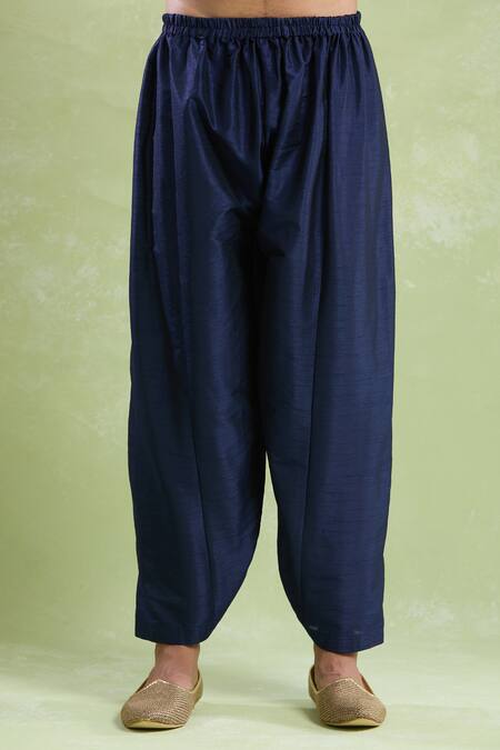 Buy_Arihant Rai Sinha_Blue Silk Embroidery Crescent Moon Butti Kurta With Salwar 