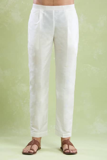 Buy Arihant Rai Sinha White Chanderi, Silk Embroidery Floral Vine Kurta With Pyjama Buy_Arihant Rai Sinha_White Chanderi, Silk Embroidery Floral Vine Kurta With Pyjama