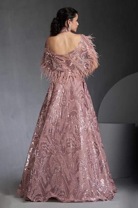 Chaashni By Maansi And Ketan Abstract Embroidered Gown With Cape 