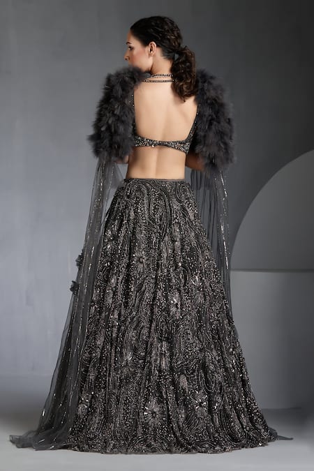 Chaashni By Maansi And Ketan Sequin Embroidered Lehenga Set With Cape 