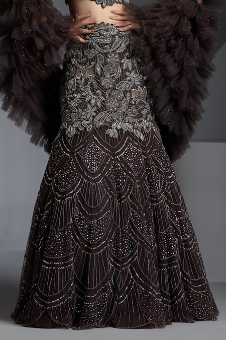 Buy Chaashni By Maansi And Ketan Grey Net Sequins, Beads Halter Neck Embroidered Fishcut Lehenga Set Online at Aza Fashions Buy_Chaashni By Maansi And Ketan_Grey Net Sequins, Beads Halter Neck Embroidered Fishcut Lehenga Set _Online_at_Aza_Fashions