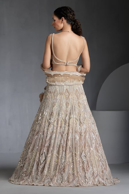 Chaashni By Maansi And Ketan Cutdana Embroidered Lehenga Blouse Set 