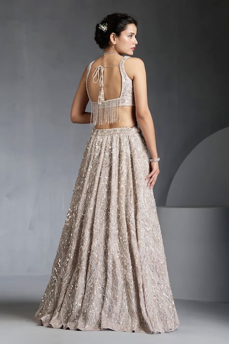 Chaashni By Maansi And Ketan Scallop Cutdana Embellished Bridal Lehenga Set 