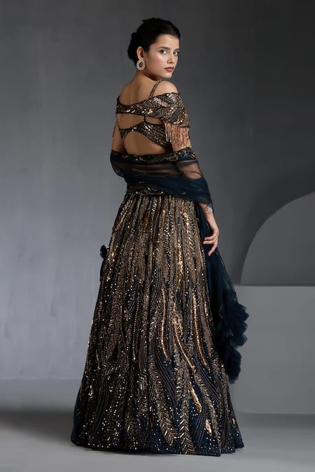Chaashni By Maansi And Ketan Metallic Sequin Cutdana Embellished Lehenga Set 
