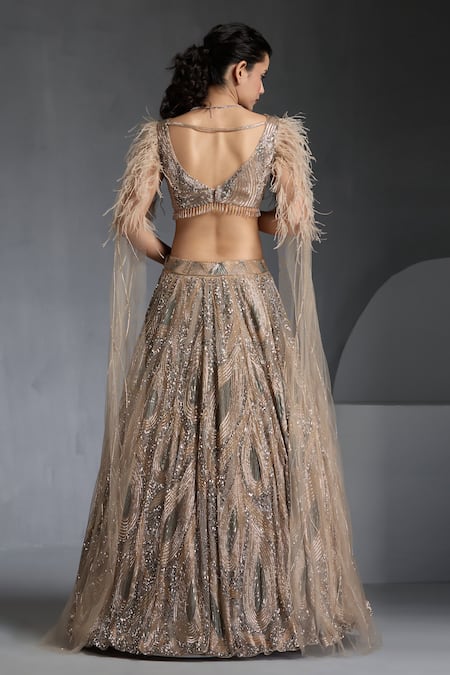 Chaashni By Maansi And Ketan Sequin Cutdana Embellished Geometric Lehenga Set 