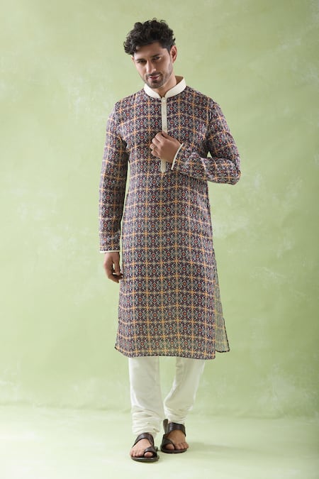 Arihant Rai Sinha Geometric Print Kurta & Churidar Set 