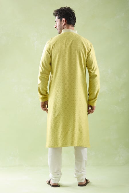 Arihant Rai Sinha Resham Embroidered Placket Kurta & Churidar Set 