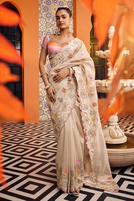 SSHILPA SAMRIYA Applique Border Embroidered Saree With Blouse 