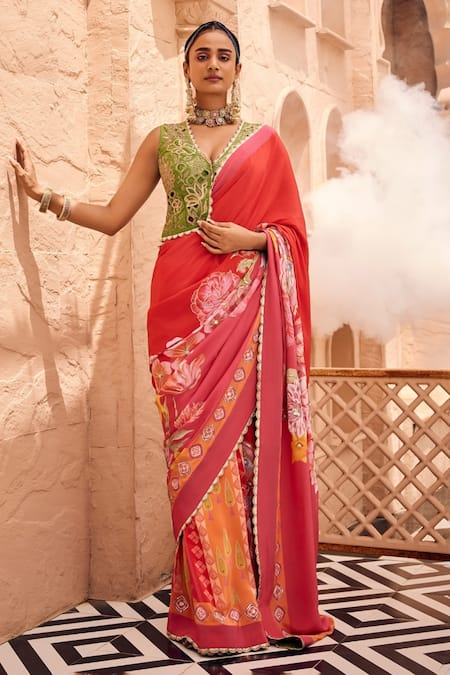 SSHILPA SAMRIYA Flower Print Saree With Blouse 