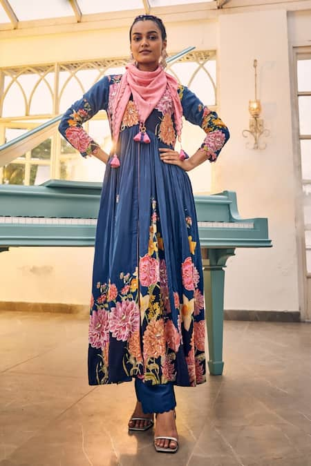 SSHILPA SAMRIYA Botanical Print Anarkali Set 