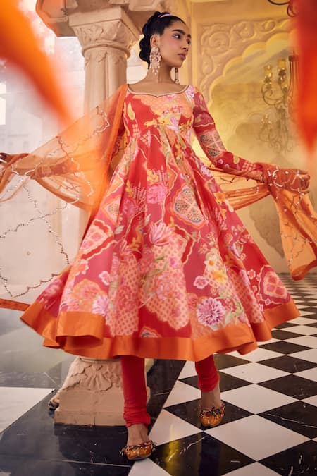 SSHILPA SAMRIYA Geometric Floral Print Anarkali Set 