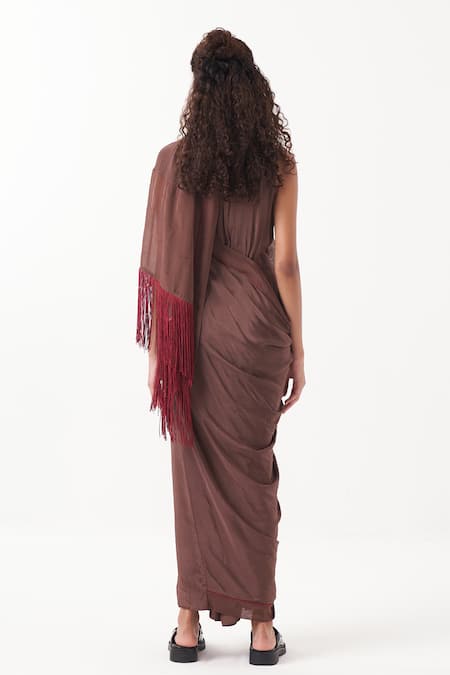 Three Fringe Detail Draped Jumpsuit 