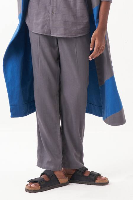 Three Grey Melange Embroidered Stripes Diagonal Panel Long Jacket Pant Set Online at Aza Fashions Three_Grey Melange Embroidered Stripes Diagonal Panel Long Jacket Pant Set _Online_at_Aza_Fashions