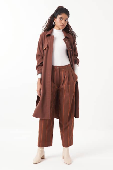 THREE Plain Jacket With Stripe Pattern Pant 