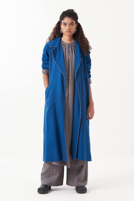 Shop Three Grey Jacket Wool Chequered Mandarin Collar Long Shirt And Pant Set at Aza Fashions Shop_Three_Grey Jacket Wool Chequered Mandarin Collar Long Shirt And Pant Set _at_Aza_Fashions