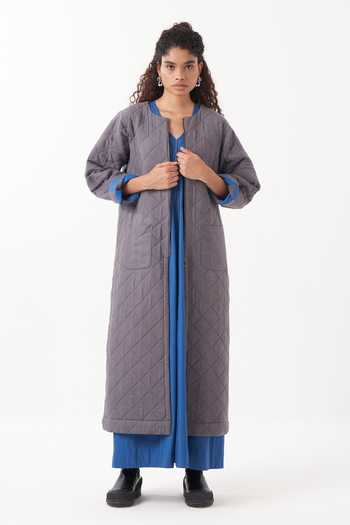 Buy Three Blue Jacket Twill And Melange Plain Dress V Neck Reversible Quilted With Online at Aza Fashions Buy_Three_Blue Jacket Twill And Melange Plain Dress V Neck Reversible Quilted With _Online_at_Aza_Fashions